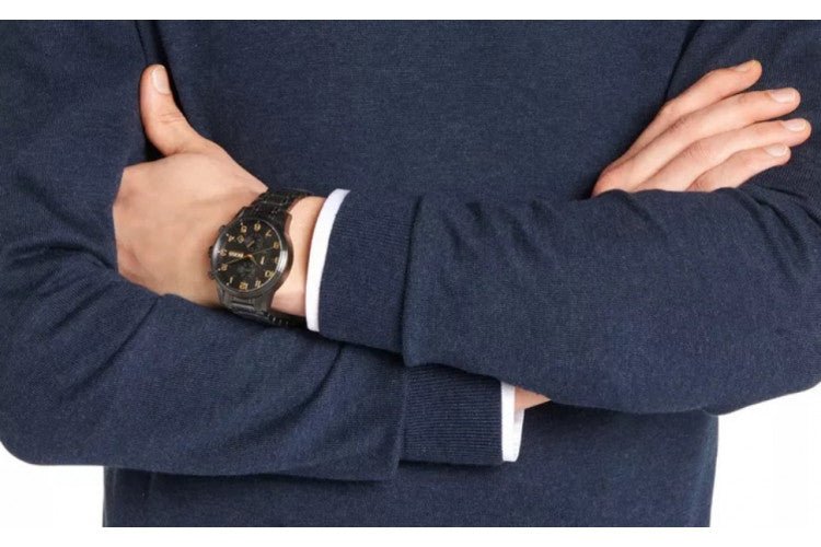 Hugo Boss Aeroliner Black Dial Black Steel Strap Watch for Men - 1513275 Buy Now By Hugo Boss