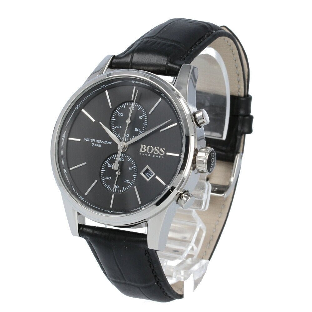 Hugo Boss Jet Black Dial Black Leather Strap Watch for Men - 1513279 Buy Now By Hugo Boss