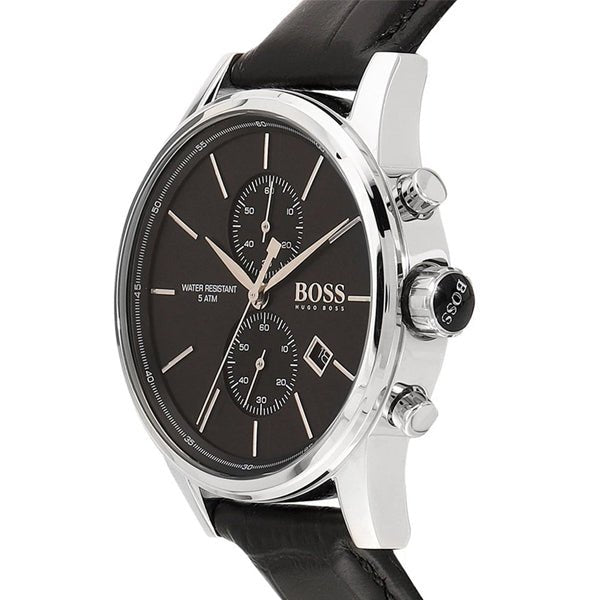 Hugo Boss Jet Black Dial Black Leather Strap Watch for Men - 1513279 Buy Now By Hugo Boss