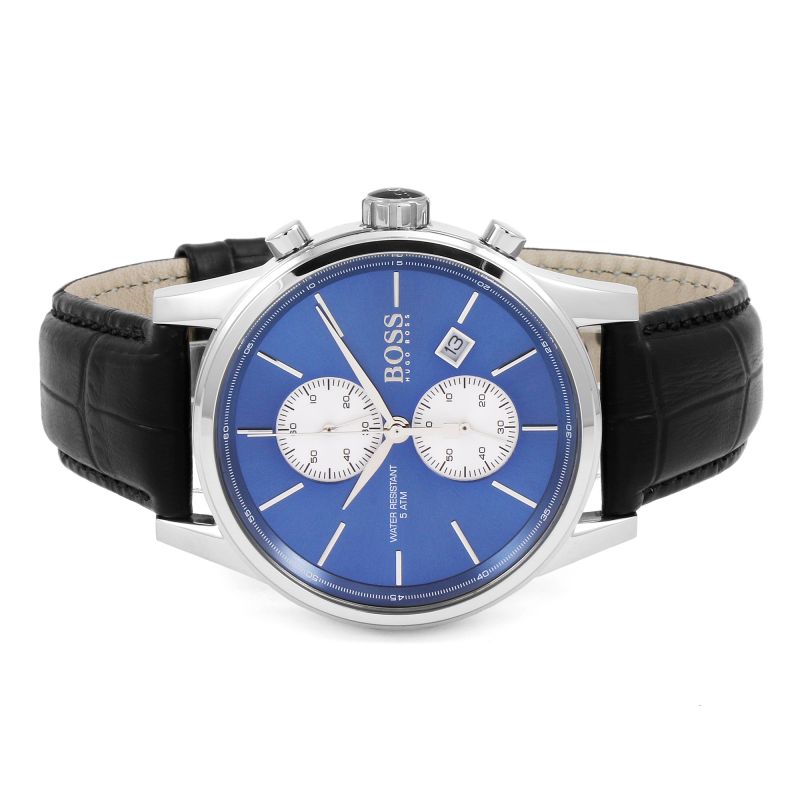 Hugo Boss Jet Blue Dial Black Leather Strap Watch for Men - 1513283 Buy Now By Hugo Boss