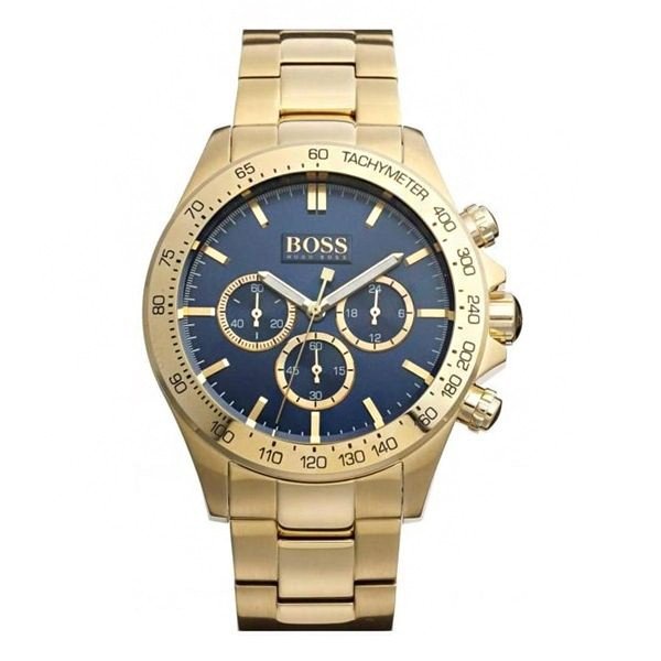 Hugo Boss Ikon Blue Dial Gold Steel Strap Watch for Men - 1513340 Buy Now By Hugo Boss