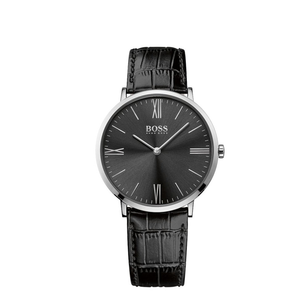 Hugo Boss Jackson Black Dial Black Leather Strap Watch for Men - 1513369 Buy Now By Hugo Boss
