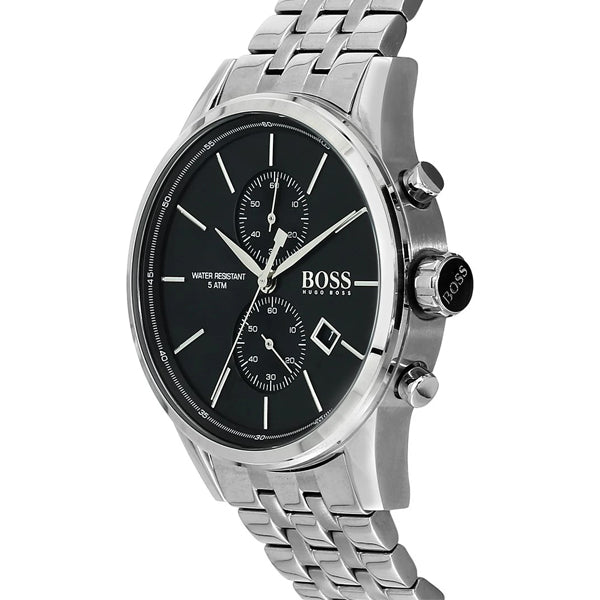 Hugo Boss Jet Black Dial Silver Steel Strap Watch for Men - 1513383 Buy Now By Hugo Boss