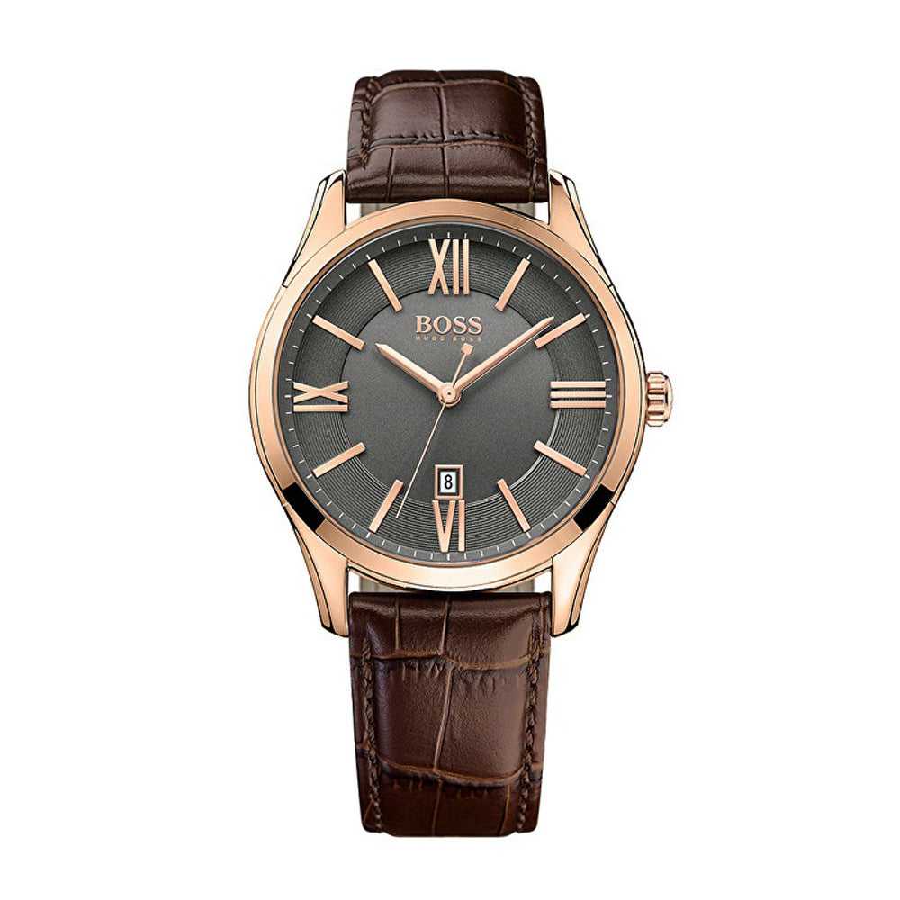 Hugo Boss Ambassador Grey Dial Brown Leather Strap Watch for Men - 1513387 Buy Now By Hugo Boss
