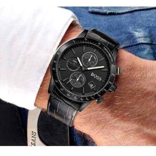 Hugo Boss Rafale Chronograph Black Dial Black Leather Strap Watch For Men - 1513389 Buy Now By Hugo Boss