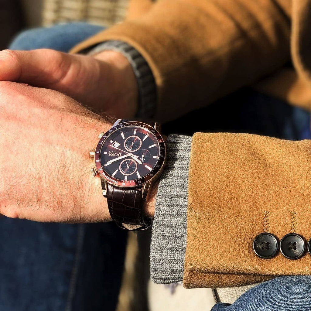 Hugo Boss Rafale Chronograph Brown Dial Brown Leather Strap Watch For Men - 1513392 Buy Now By Hugo Boss