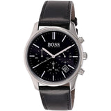 Hugo Boss Time One Chronograph Black Dial Black Leather Strap Watch for Men - 1513430 Buy Now By Hugo Boss