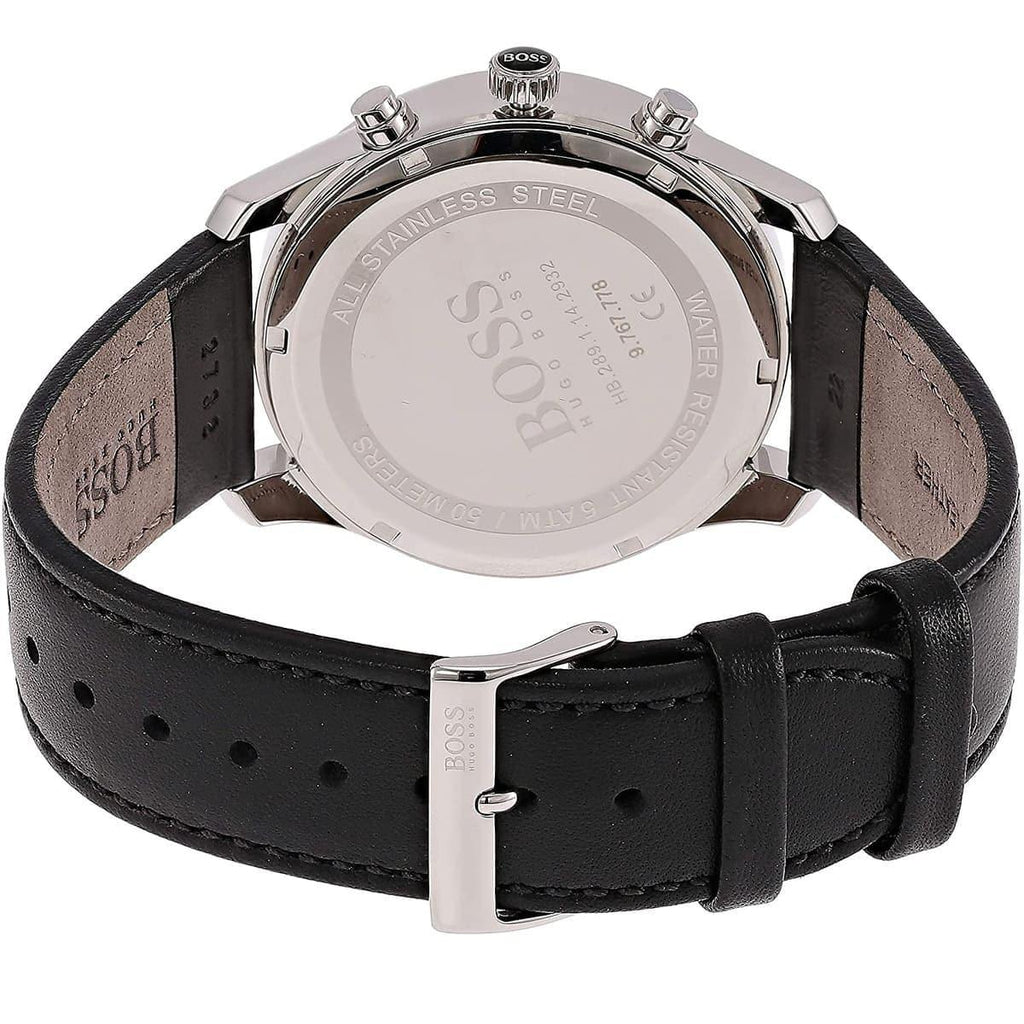 Hugo Boss Time One Chronograph Black Dial Black Leather Strap Watch for Men - 1513430 Buy Now By Hugo Boss