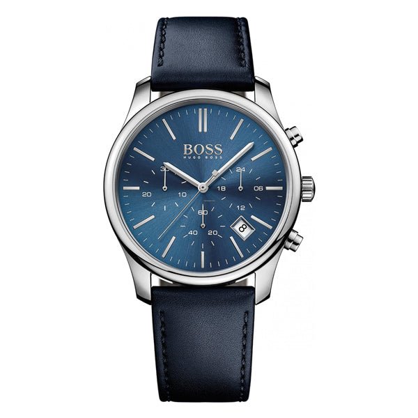 Hugo Boss Time One Blue Dial Black Leather Strap Watch for Men - 1513431 Buy Now By Hugo Boss
