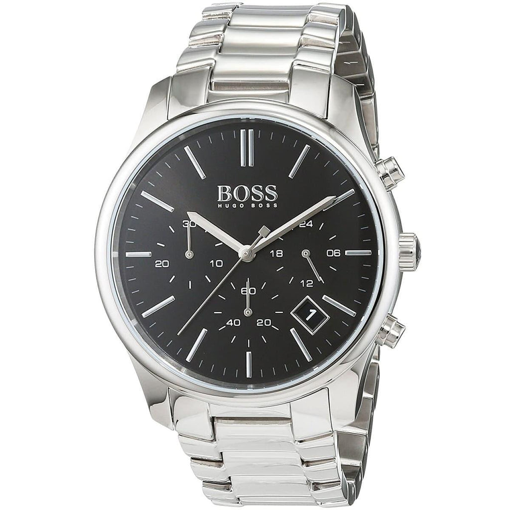 Hugo Boss Commander Black Dial Silver Steel Strap Watch for Men - 1513433 Buy Now By Hugo Boss