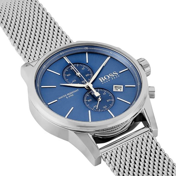 Hugo Boss Jet Blue Dial Silver Mesh Bracelet Watch for Men - 1513441 Buy Now By Hugo Boss