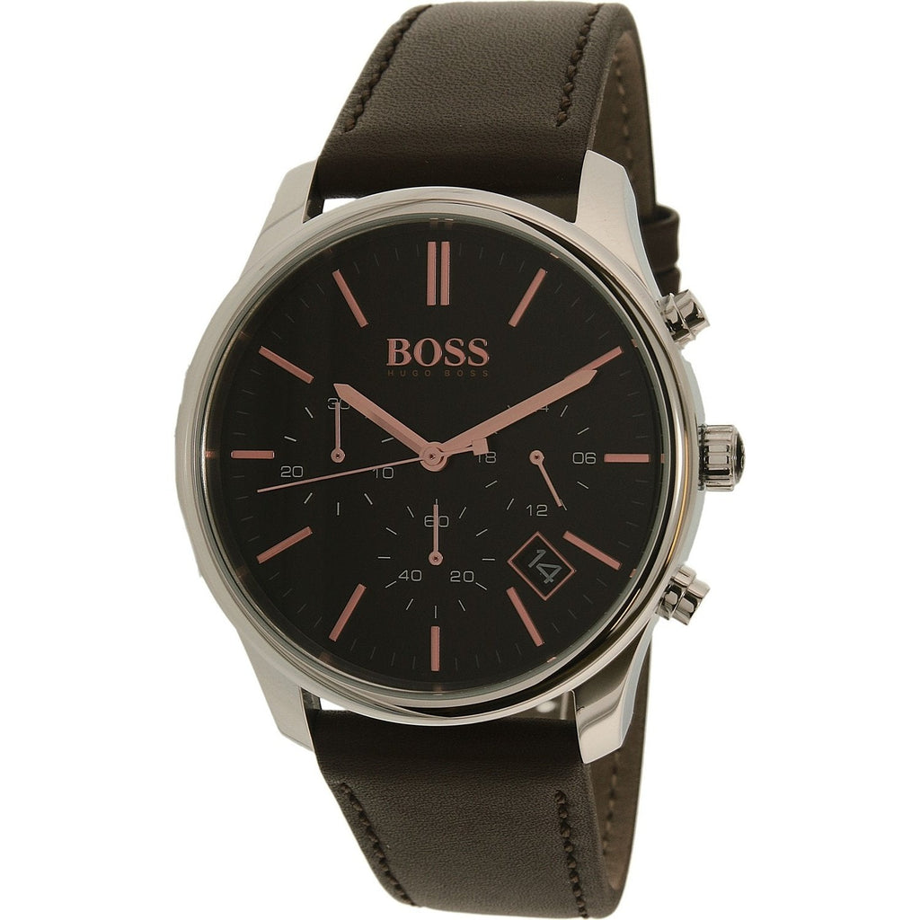 Hugo Boss Time One Black Dial Brown Leather Strap Watch for Men - 1513448 Buy Now By Hugo Boss