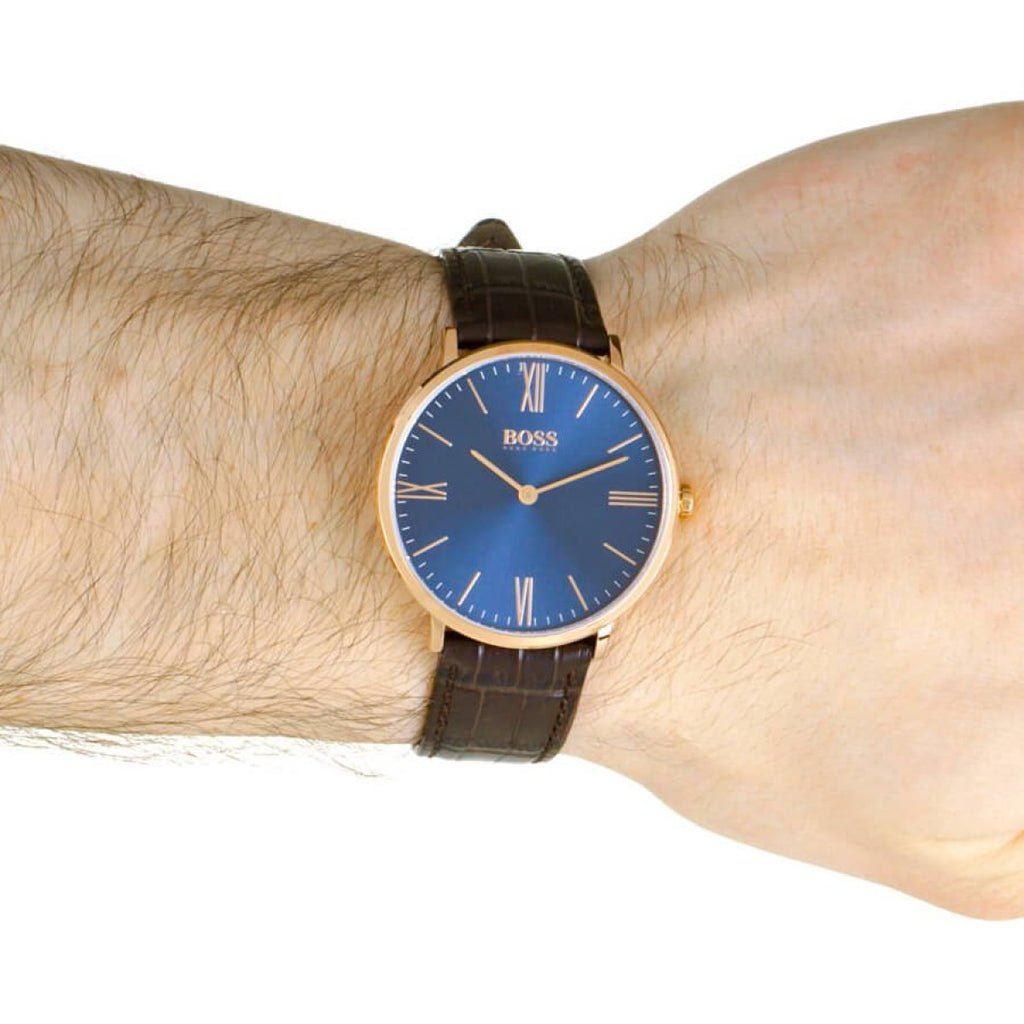 Hugo Boss Jackson Blue Dial Black Leather Strap Watch for Men - 1513371 Buy Now By Hugo Boss