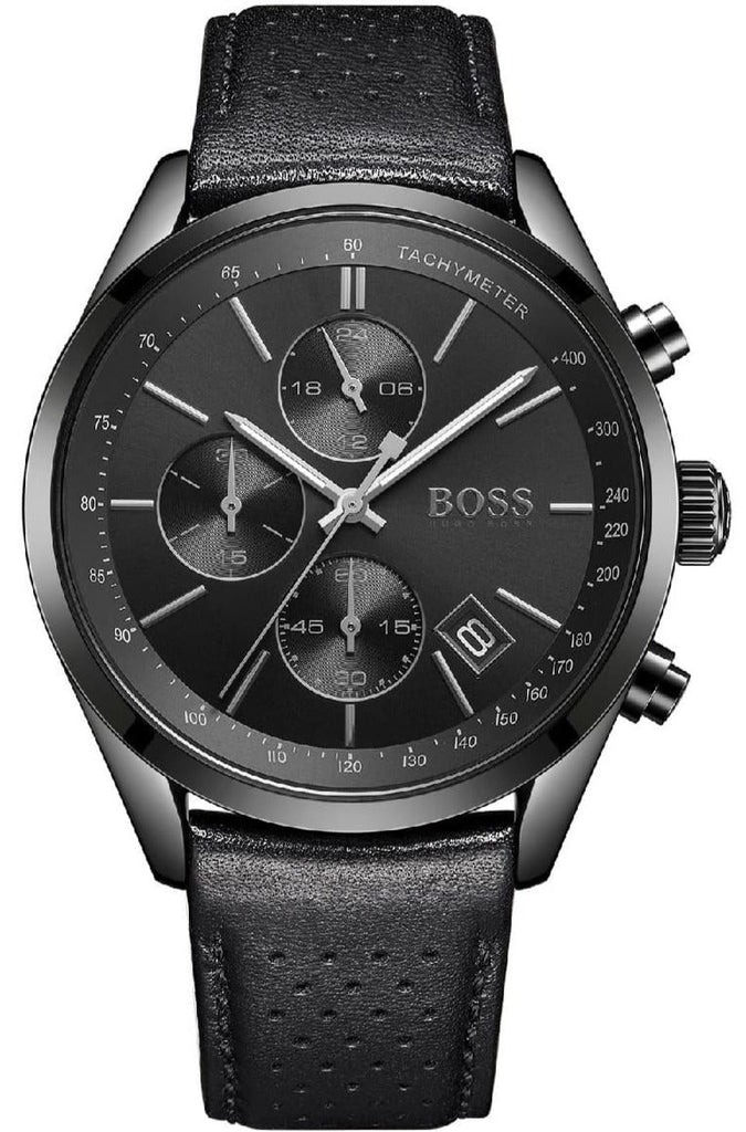 Hugo Boss Grand Prix Black Dial Black Leather Strap Watch for Men - 1513474 Buy Now By Hugo Boss