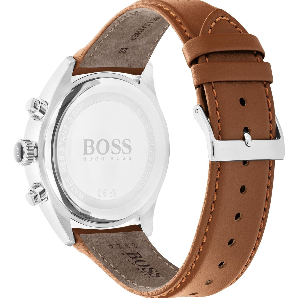 Hugo Boss Grand Prix White Dial Brown Leather Strap Watch for Men - 1513475 Buy Now By Hugo Boss