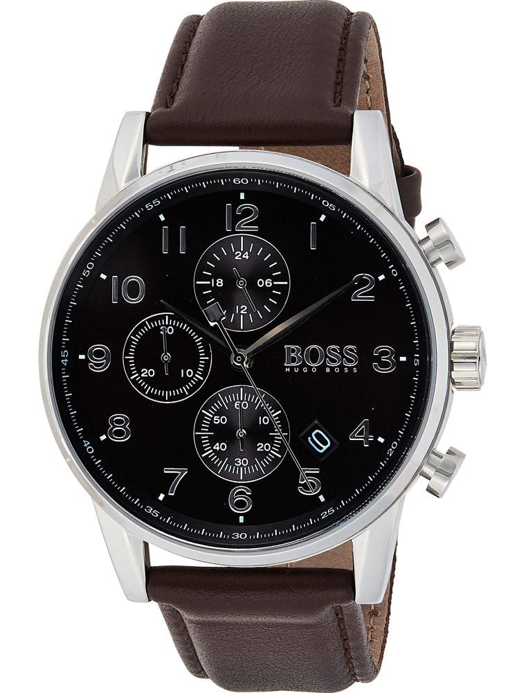 Hugo Boss Navigator Grey Dial Brown Leather Strap Watch for Men - 1513494 Buy Now By Hugo Boss