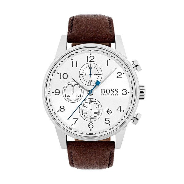 Hugo Boss Navigator White Dial Brown Leather Strap Watch for Men - 1513495 Buy Now By Hugo Boss