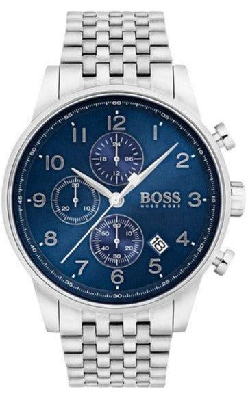 Hugo Boss Navigator Chronograph Blue Dial Silver Steel Strap Watch for Men - 1513498 Buy Now By Hugo Boss