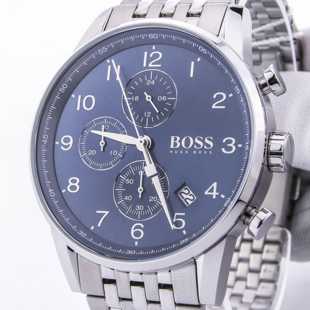 Hugo Boss Navigator Chronograph Blue Dial Silver Steel Strap Watch for Men - 1513498 Buy Now By Hugo Boss