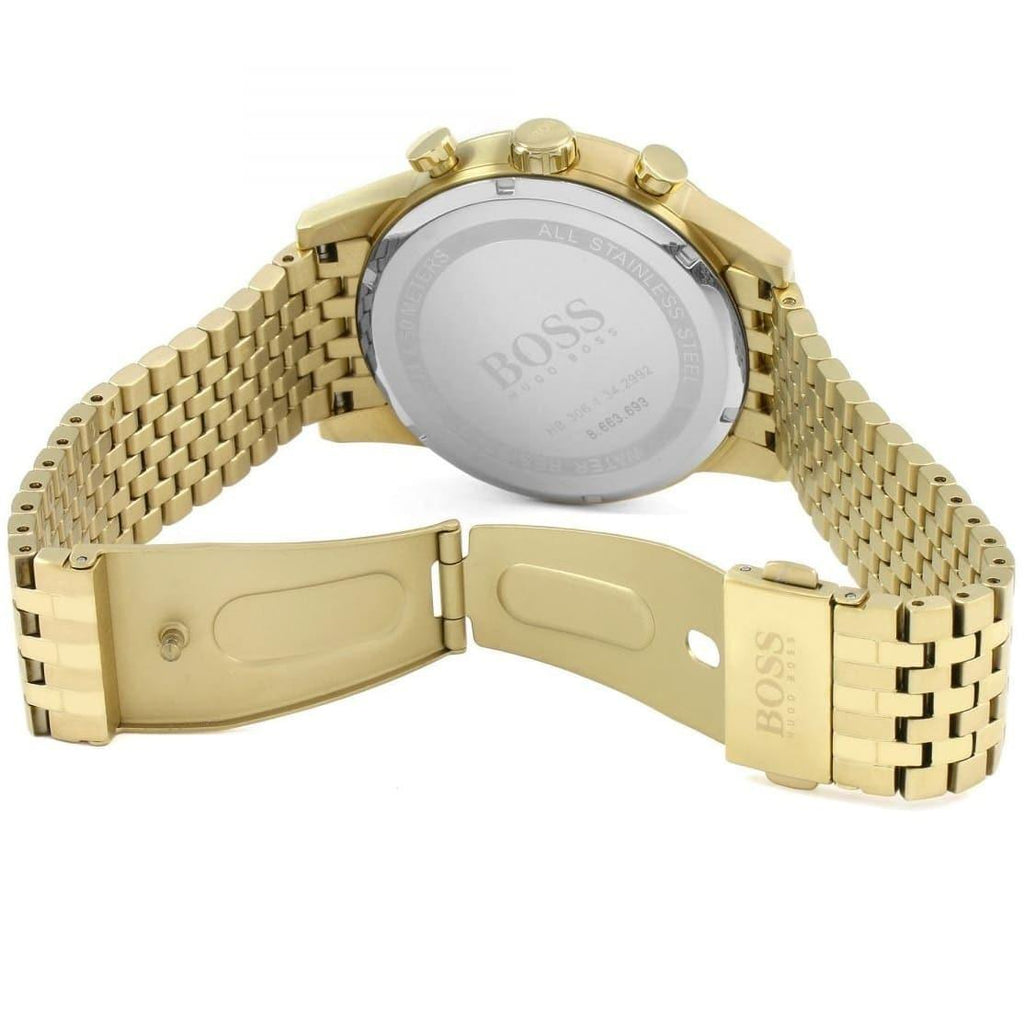 Hugo Boss Navigator Black Dial Gold Steel Strap Watch for Men - 1513531 Buy Now By Hugo Boss