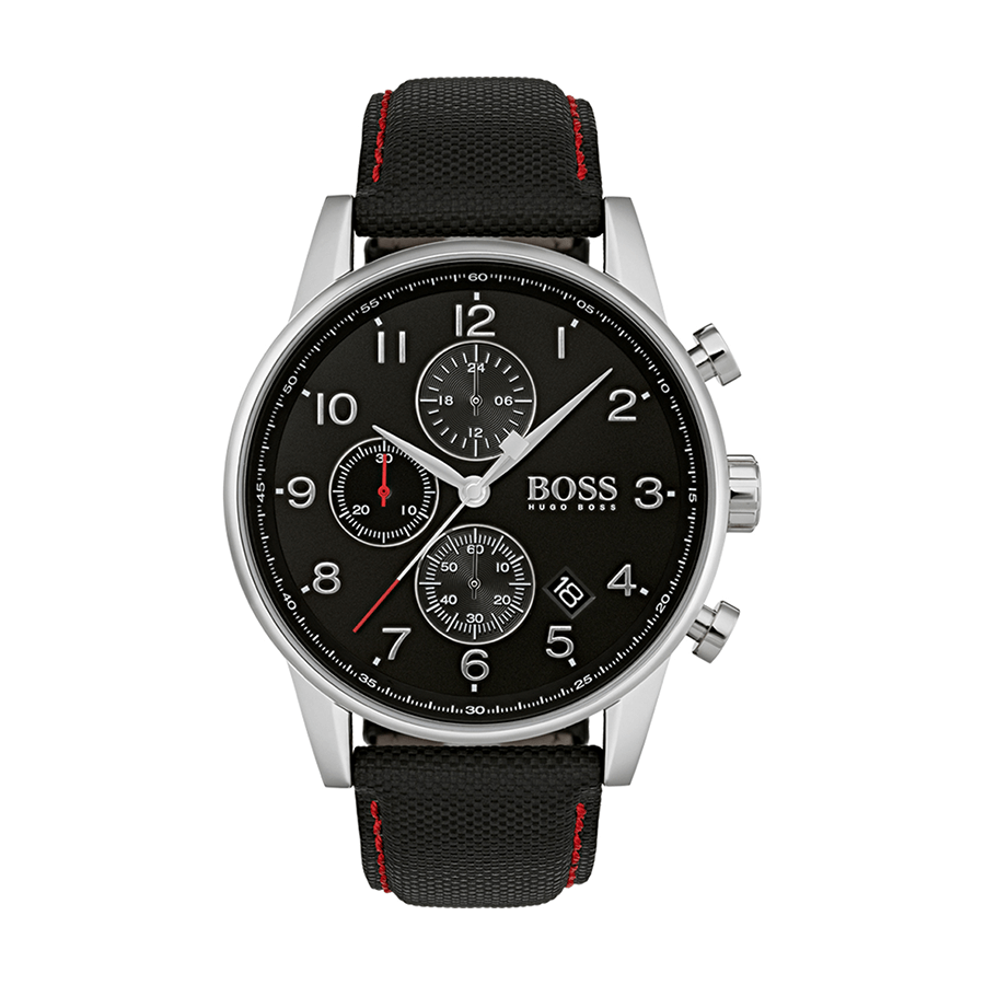 Hugo Boss Navigator Black Dial Black Leather Strap Watch for Men - 1513535 Buy Now By Hugo Boss