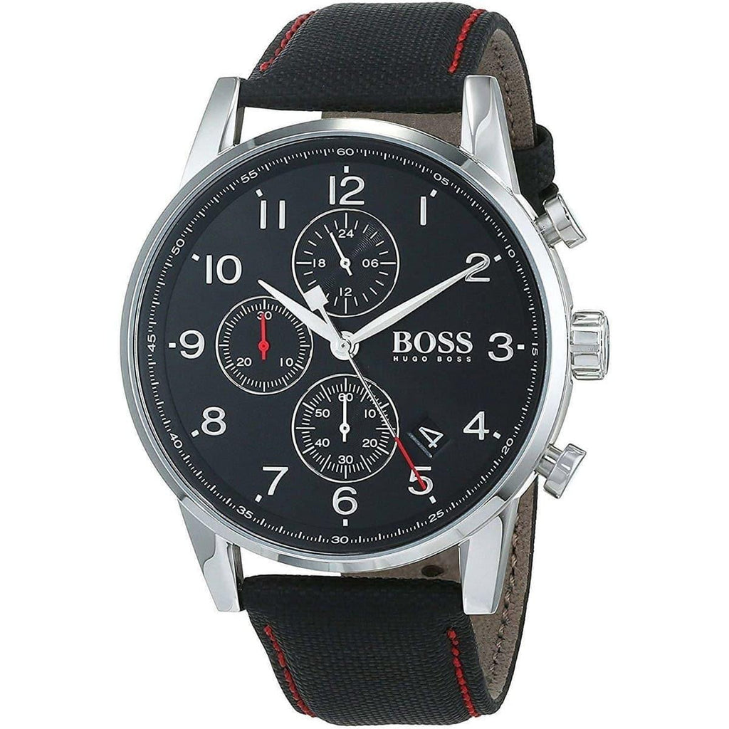 Hugo Boss Navigator Black Dial Black Leather Strap Watch for Men - 1513535 Buy Now By Hugo Boss