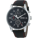 Hugo Boss Navigator Black Dial Black Leather Strap Watch for Men - 1513535 Buy Now By Hugo Boss