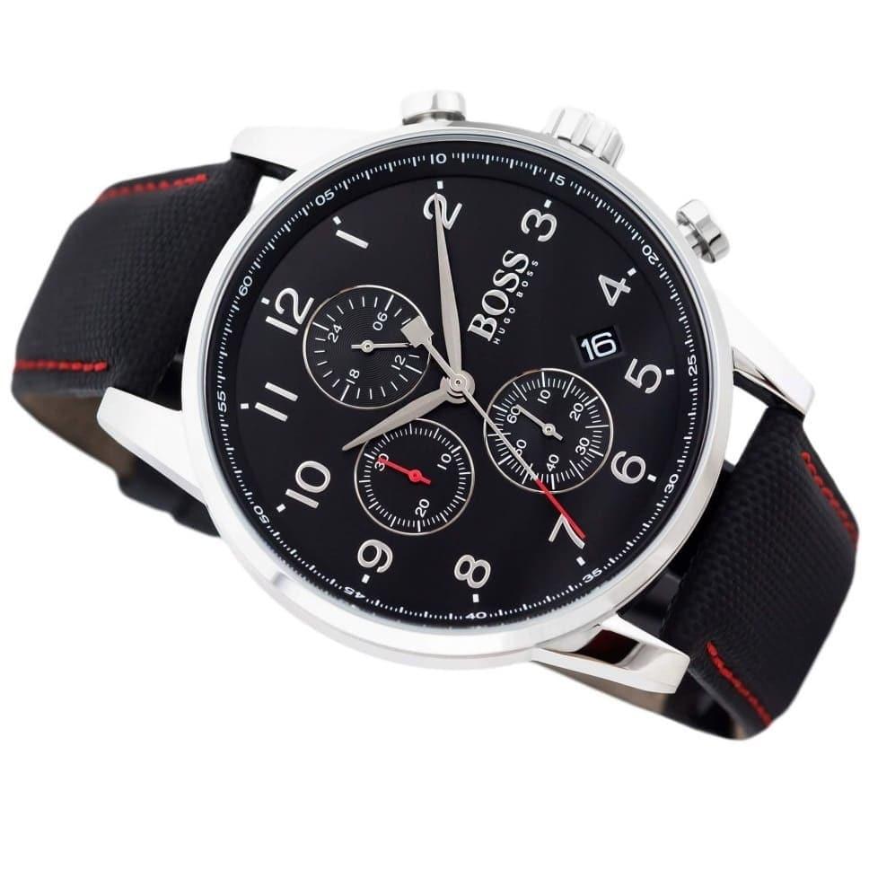 Hugo Boss Navigator Black Dial Black Leather Strap Watch for Men - 1513535 Buy Now By Hugo Boss