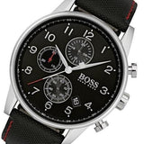 Hugo Boss Navigator Black Dial Black Leather Strap Watch for Men - 1513535 Buy Now By Hugo Boss