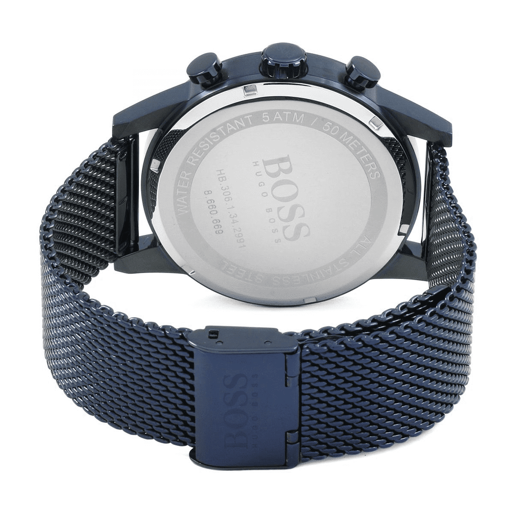 Hugo Boss Navigator Chronograph Blue Dial Blue Mesh Bracelet Watch for Men - 1513538 Buy Now By Hugo Boss