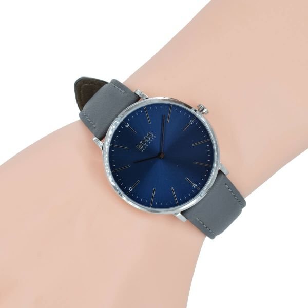 Hugo Boss Horizon Blue Dial Grey Leather Strap Watch for Men - 1513539 Buy Now By Hugo Boss