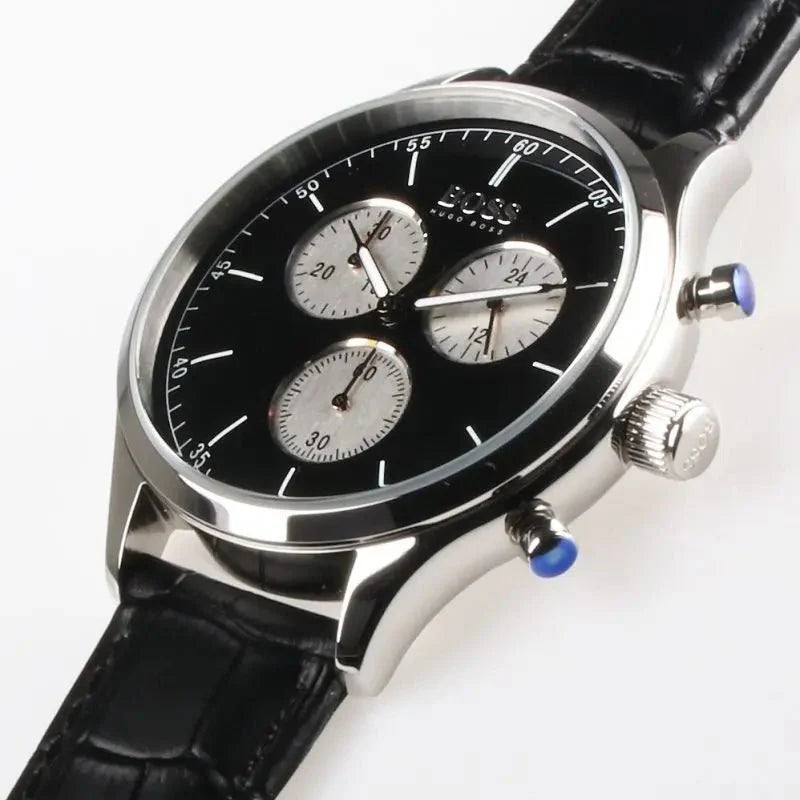 Hugo Boss Companion Black Dial Black Leather Strap Watch for Men - 1513543 Buy Now By Hugo Boss