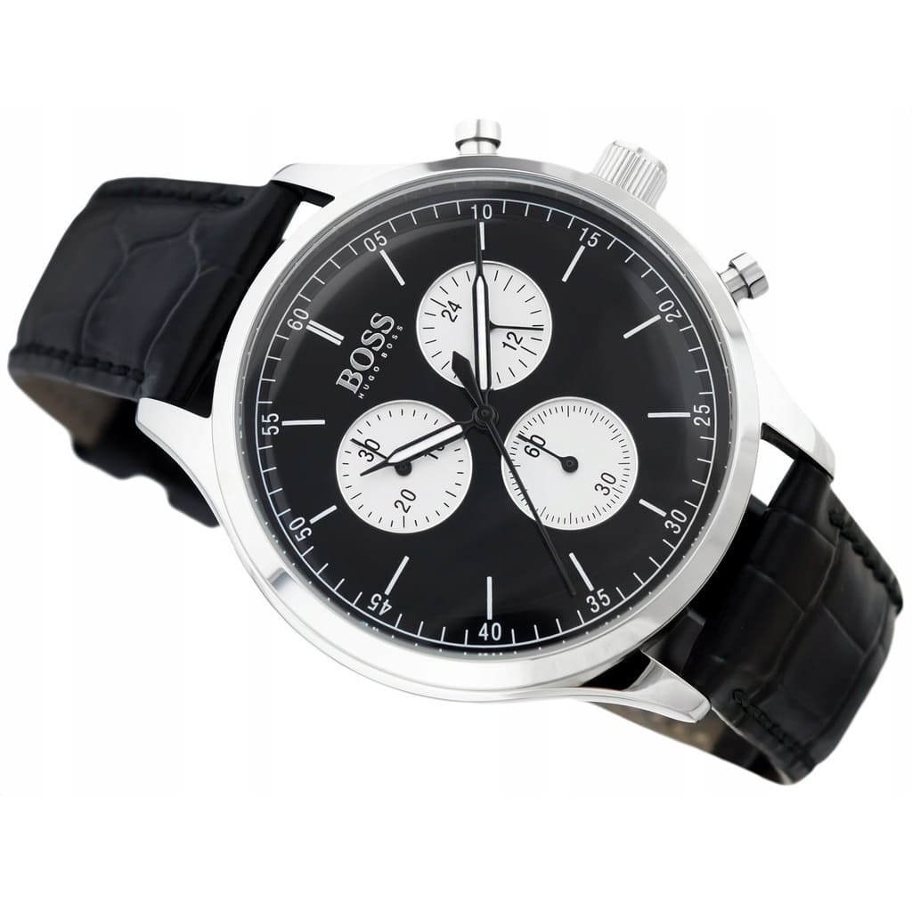 Hugo Boss Companion Black Dial Black Leather Strap Watch for Men - 1513543 Buy Now By Hugo Boss