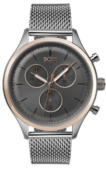 Hugo Boss Companion Chronograph Grey Dial Silver Mesh Bracelet Watch For Men - 1513549 Buy Now By Hugo Boss