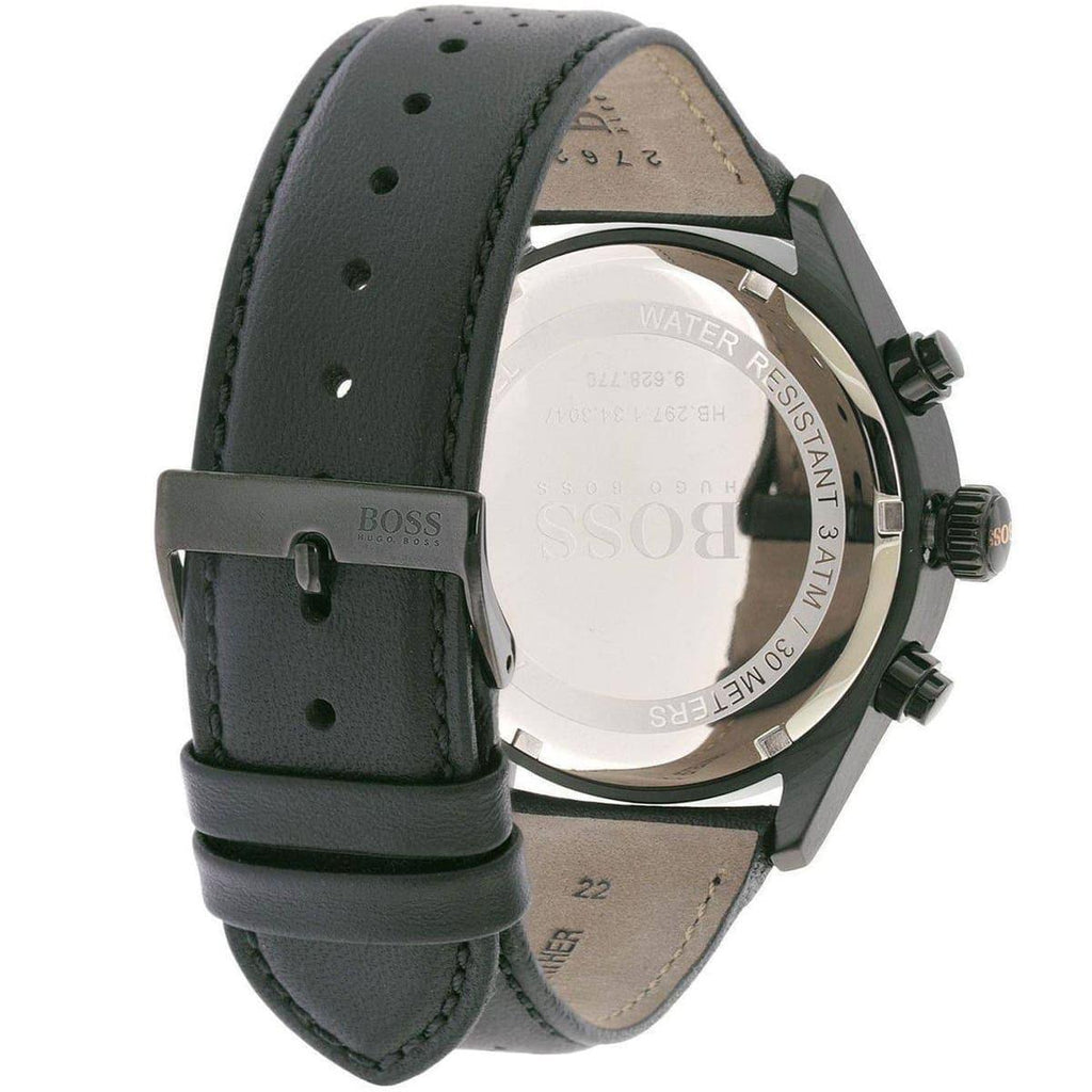 Hugo Boss Grand Prix Chronograph Black Dial Black Leather Strap Watch for Men - 1513550 Buy Now By Hugo Boss