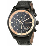 Hugo Boss Grand Prix Chronograph Black Dial Black Leather Strap Watch for Men - 1513550 Buy Now By Hugo Boss