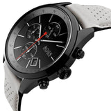 Hugo Boss Grand Prix Chronograph Black Dial Grey Leather Strap Watch for Men - 1513562 Buy Now By Hugo Boss