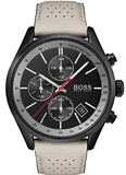 Hugo Boss Grand Prix Chronograph Black Dial Grey Leather Strap Watch for Men - 1513562 Buy Now By Hugo Boss