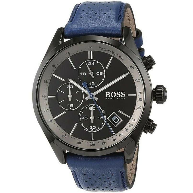 Hugo Boss Grand Prix Chronograph Black Dial Blue Leather Strap Watch for Men - 1513563 Buy Now By Hugo Boss