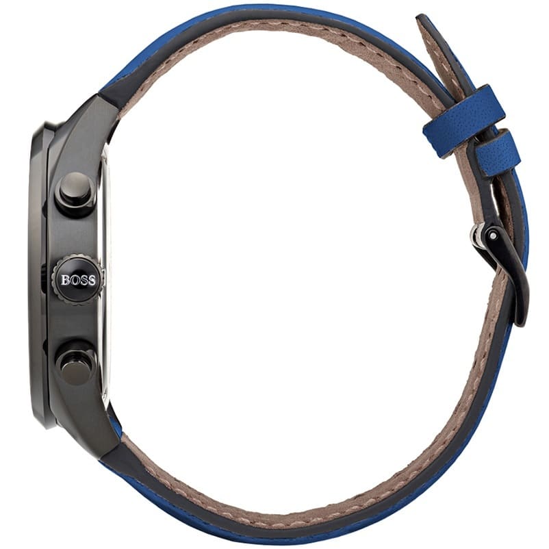 Hugo Boss Grand Prix Chronograph Black Dial Blue Leather Strap Watch for Men - 1513563 Buy Now By Hugo Boss