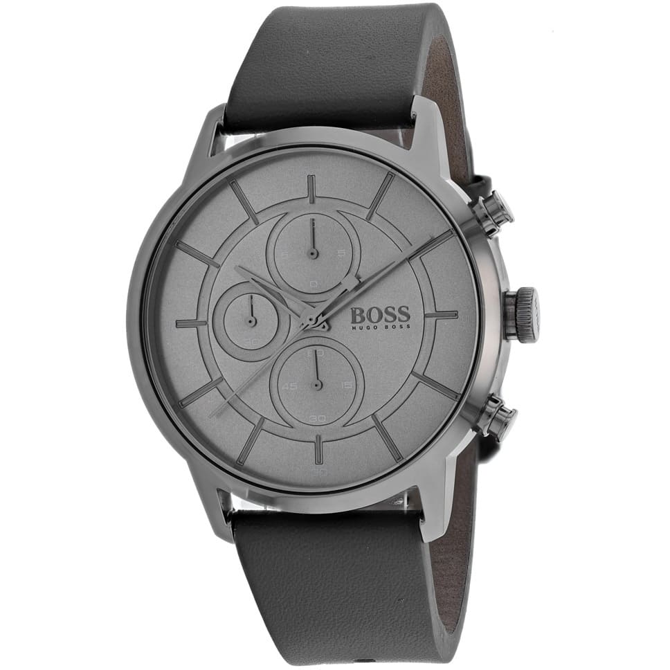 Hugo Boss Architectural Grey Dial Grey Leather Strap Watch for Men - 1513570 Buy Now By Hugo Boss