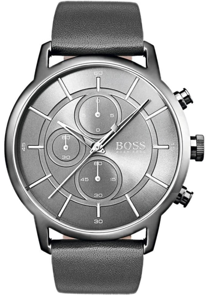Hugo Boss Architectural Grey Dial Grey Leather Strap Watch for Men - 1513570 Buy Now By Hugo Boss