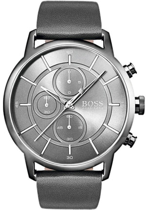 Hugo Boss Architectural Grey Dial Grey Leather Strap Watch for Men - 1513570 Buy Now By Hugo Boss
