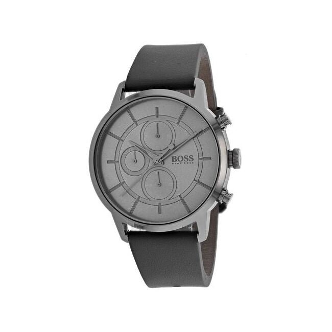 Hugo Boss Architectural Grey Dial Grey Leather Strap Watch for Men - 1513570 Buy Now By Hugo Boss