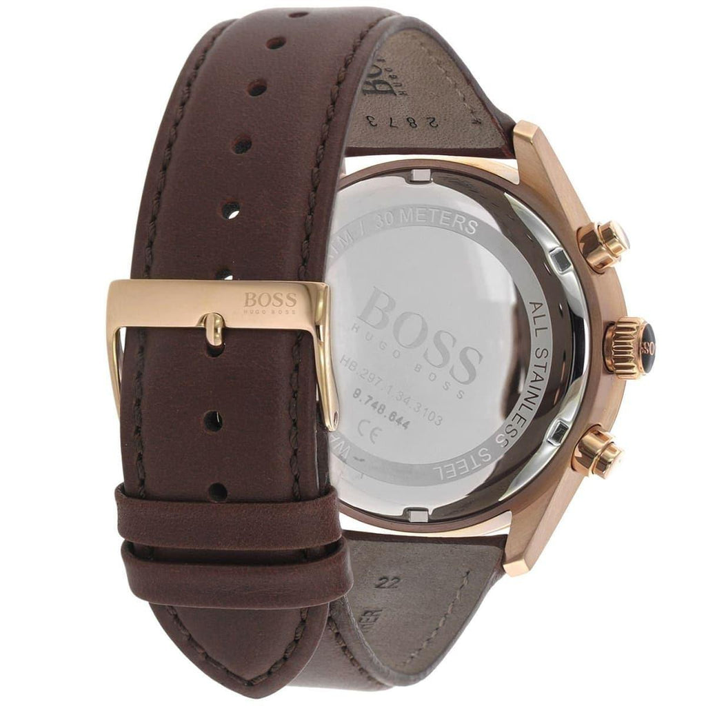 Hugo Boss Grand Prix Blue Dial Brown Leather Strap Watch for Men - 1513604 Buy Now By Hugo Boss