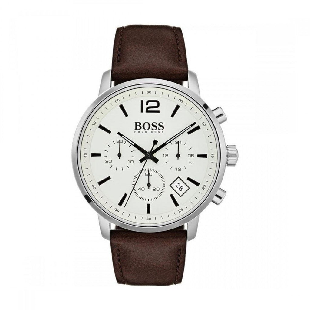 Hugo Boss Attitude White Dial Brown Leather Strap Watch for Men - 1513609 Buy Now By Hugo Boss