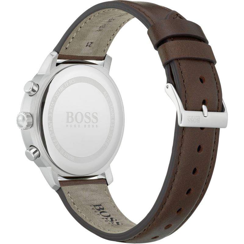 Hugo Boss Attitude White Dial Brown Leather Strap Watch for Men - 1513609 Buy Now By Hugo Boss