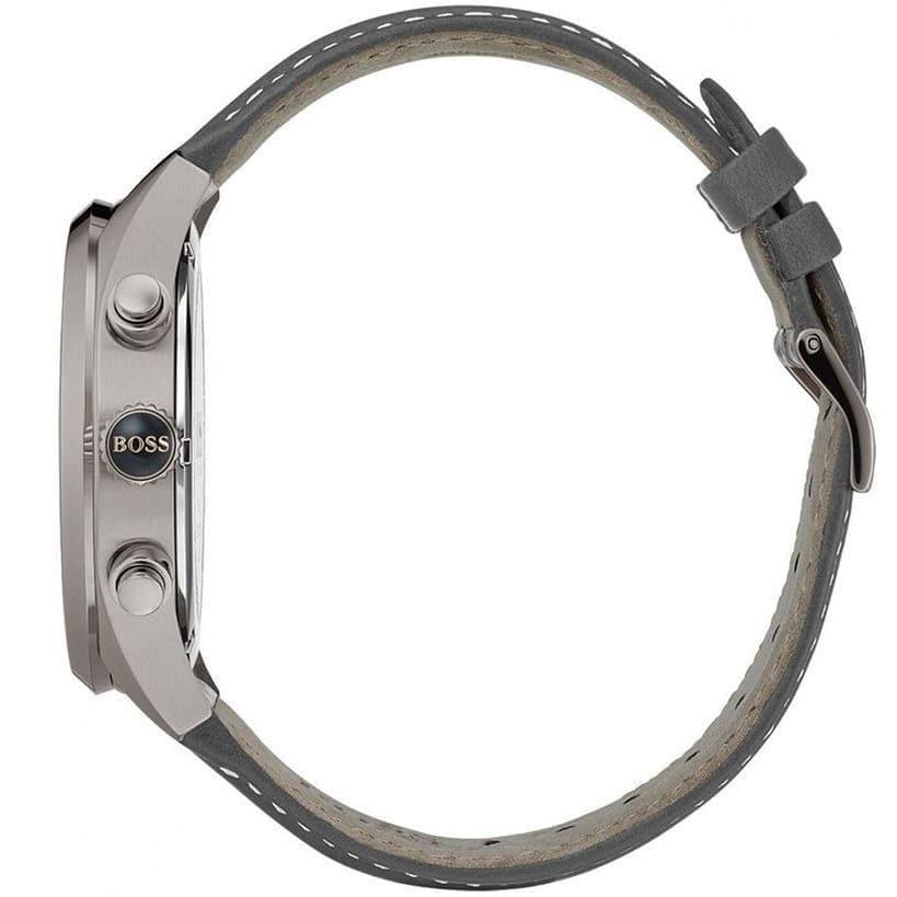 Hugo Boss Grand Prix White Dial Grey Leather Strap Watch for Men - 1513633 Buy Now By Hugo Boss