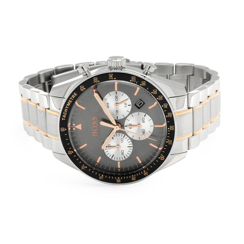Hugo Boss Trophy Chronograph Grey Dial Silver Steel Strap Watch for Men - 1513634 Buy Now By Hugo Boss