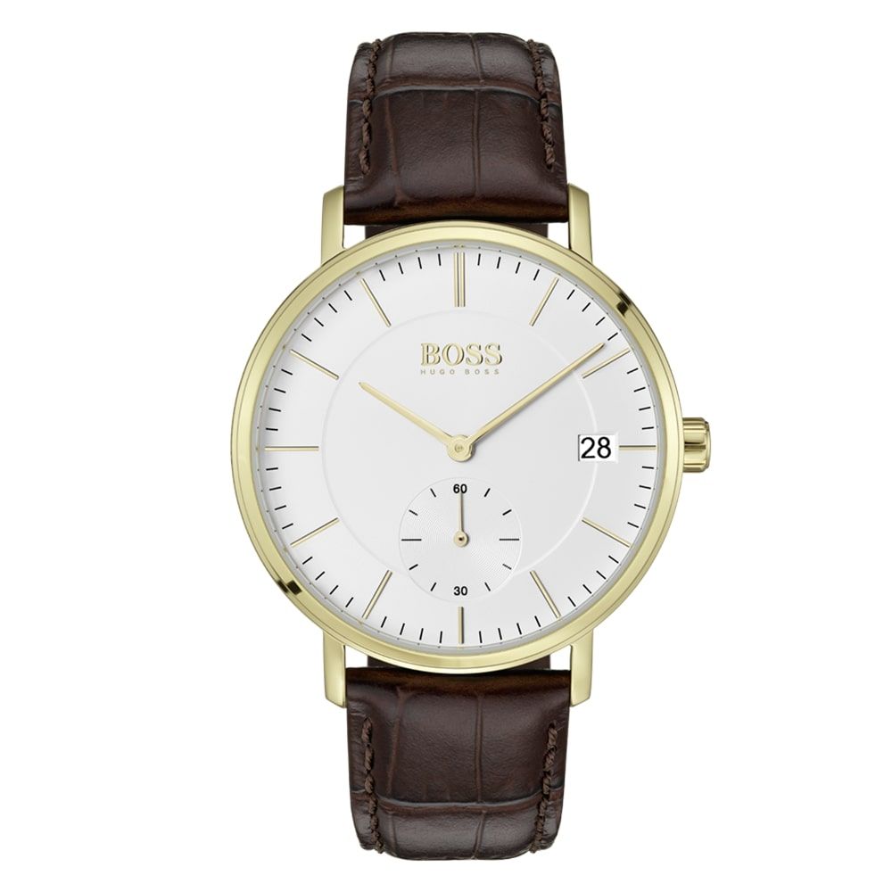 Hugo Boss Corporal White Dial Brown Leather Strap Watch for Men - 1513640 Buy Now By Hugo Boss